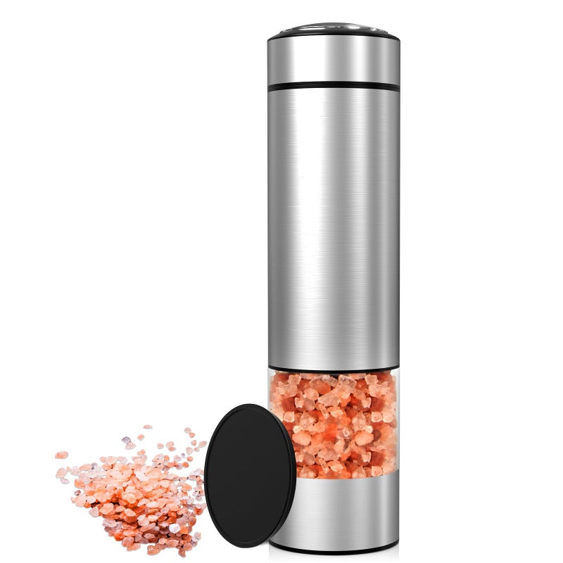 innhom Electric Salt Grinder Pepper Grinder Battery Operated Stainless Steel Pepper Mill Automatic Salt and Pepper Grinder with Adjustable Coarseness  1 Pack - Image 1